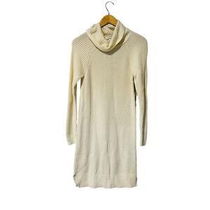 Kensie Cream Ribbed Turtle Neck Sweater Dress size M Medium NWT